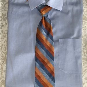 Jos A. Bank orange blue herringbone stripe tie